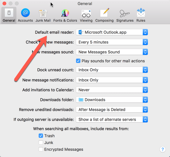 what is default mail client for mac os:x